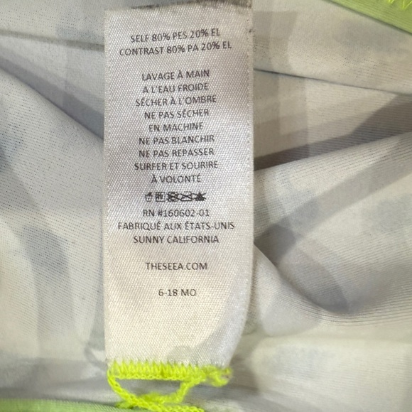 Seea White and Black Patterned Jumpsuit with Neon Green Trim 6-18 months - Picture 2 of 3